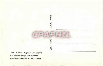 Caen — Kościół Świętego Etienne — zachodnia fasada z XII wieku — REALPHOTO - C.A.P. - PARIS — Rewers