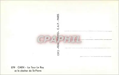 Caen - Wieża Le Roy i zegarmaszt z kościoła św. Piotra — (51) - REAL PHOTO - C.A.P. - PARIS — Rewers