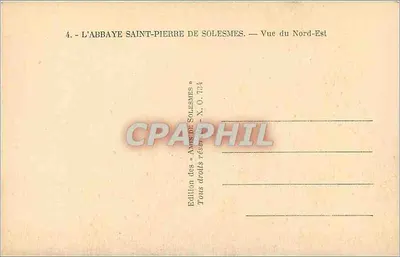 A Abadia de São Pedro de Solesmes — Vista do Nordeste — Edição dos «Anais de Solesmes» — Verso