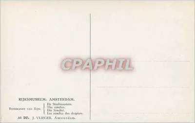 Os sindicos dos tecelões — Rembrandt van Rijn — J. Vlieger, Amsterdam, n° 20 — Verso