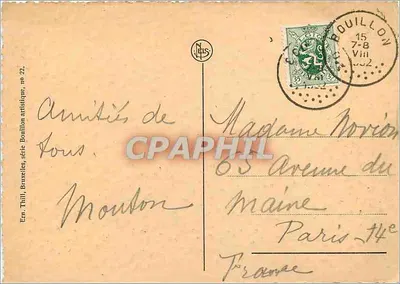 Bouillon — Entrada do castelo — Editor Em. Thill, série Bruxelles artistique, n° 22 — Verso