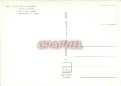 Tunis - Pałac Wschodu — Widok na medynę — Wydawnictwo TUNISIA — Rewers