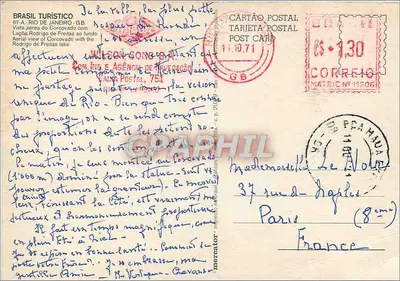 Rio de Janeiro — widok z powietrza na Chrystusa Króla i jezioro Rodrigo de Freitas — Brasil Turístico — Rewers