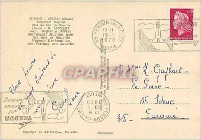 Monumento a André Maginot — Verdun-sur-Meuse — editor J.A. Cigogne, n° 55.545.42 — Verso