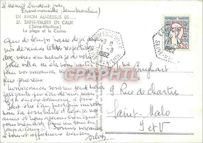 Plaża Saint-Valéry-sur-Somme — Kasyno i skały — wydawca Lapie — Rewers