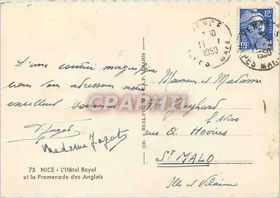 Nice - O Hotel Royal e a Promenade des Anglais — editor 'REAL PHOTO' n° (39) — Verso