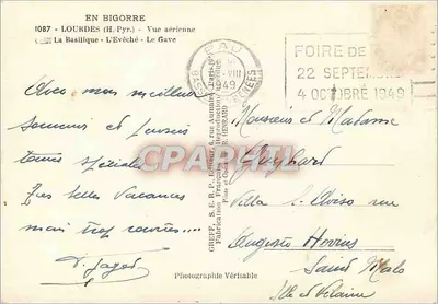 Lourdes (H.-Pyr.) — Widok z lotu ptaka z Bazyliką i Biskupstwem — Greff — Rewers