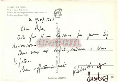 Widok z powietrza Paryża — Arc de Triomphe i Wieża Eiffla — Wydawnictwo Guy — Rewers