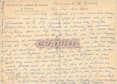 Jardins do Thabor — Rennes (Ille-et-Vilaine) — JvON — Verso