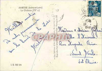 Amboise — Zamek (XVe w.) — Les Éditions d'Art Yvon, Paryż — Rewers