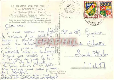 Fougères — Castelo feudal — Edições Artaud, Nantes — Verso