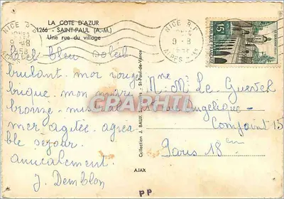 Saint-Paul-de-Vence — Uma rua do vilarejo — J. BAUX — Verso