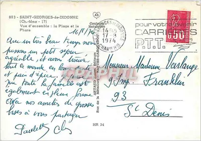 Saint-Georges-de-Didonne — Widok ogólny: plaża i fara — Artaud & Cie, Nantes — Rewers
