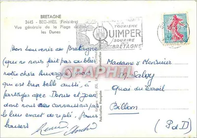 Beg-Meil (Finistère) — Vista geral da Praia das Dunas — Edição Jos, n°2445 — Verso