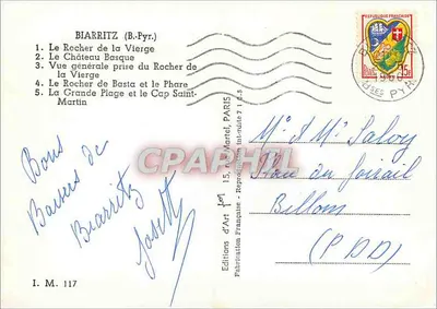 Biarritz — widok panoramiczny — Wydawnictwo Sztuki Francuskiej, nr 117 — Rewers