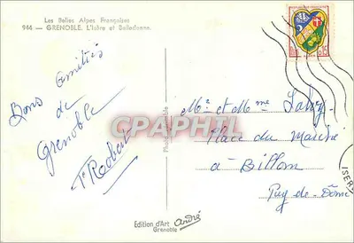 Grenoble — Widok miasta i Alp — Wydawnictwo Art André, nr 944 — Rewers