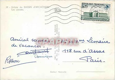 Entrada do Bassin d'Arcachon — As Passes — Ed. Anc. Buzaud & Buzaudaux — Verso