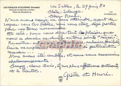 Les Sables-d'Olonne — Vista da praia e do estacionamento — Editor IRIS, n°110 — Verso