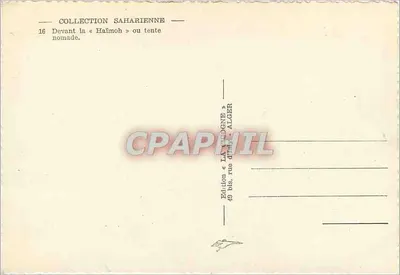 Przed « Haïmoh » lub namiotem nomadzkim — kolekcja Saharienne, nr 16 — Wydawnictwo « La Phocogène », Algier — Rewers