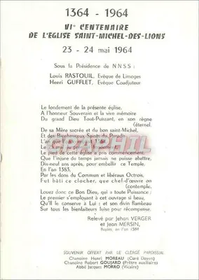 Wnętrze kościoła Saint-Michel-des-Lions — 60. rocznica 1964 — wydawca nie widoczny — Rewers