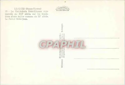 Limoges (Haute-Vienne) — Catedral de São Etienne — Editora Théyejas, n°10 — Verso
