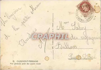 Clermont-Ferrand — Ogólny widok z czterech stron — wydawca R.E.A.P. nr 28 — Rewers