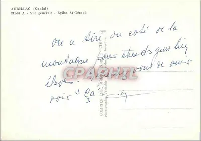 Aurillac (Cantal) — vue générale avec église Saint-Géraud — éditeur COMBIER (Ain, S.-e.) — Verso
