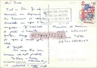 La Peine Perdue — Magritte — Wydawnictwo A.D.A.G.P. Paris — Rewers