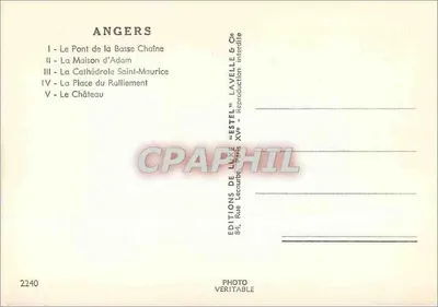 Angers — Pamiątka z Angers — Wydawnictwo Luksusowe « Estel » — Rewers