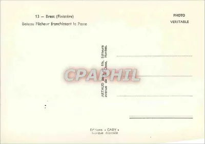 Brest (Finistère) — Barco pesqueiro atravessando a Passe — Edições GABY — Verso