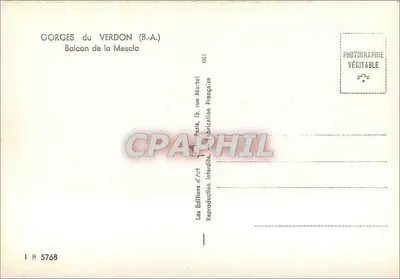 Gorge Verdon (B.-A.) — Balcon de la Mesclea — Les Éditions d'Art, Paryż — Rewers