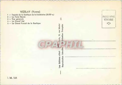 Vézelay — Ogólny widok i szczegóły katedry — Wydawnictwo Art Martel — Rewers