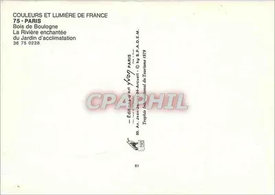 Bois de Boulogne — Enchanted River — Éditions d'art Paris — Back
