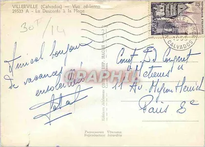 Villerville (Calvados) — Widok z lotu — Spadek na plażę — Wydawnictwo Aériennes Cliché-Panel — Rewers
