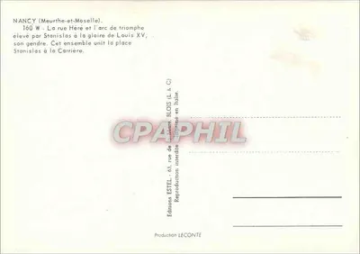 Nancy — Arc de Triomphe i ulica Héré — Wydawnictwo ESTEL — Rewers