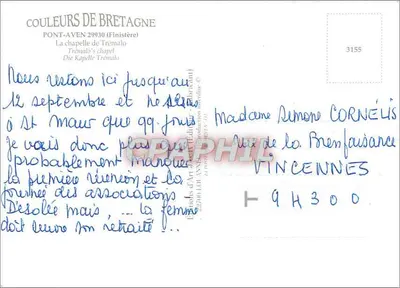 Pont-Aven — Capela de Trémalo — Cores da Bretanha — Verso