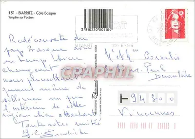 BIARRITZ - Tempestade no Oceano — Chauvand, n° 151 — Verso