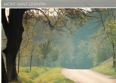 Mont-Saint-Quentin — vista de estrada cercada por árvores — Col de Lessy, Foto O. Guckert, 1990