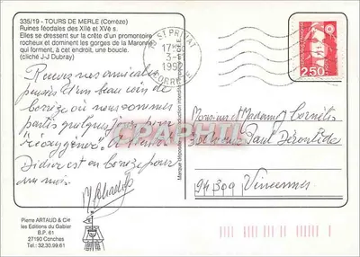 Tours de Merle — Ruiny feudalne — Pierre Artaud — Rewers