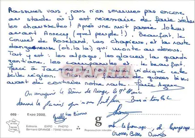 Meias secando — montanhas no fundo — Bernard Grange — Verso