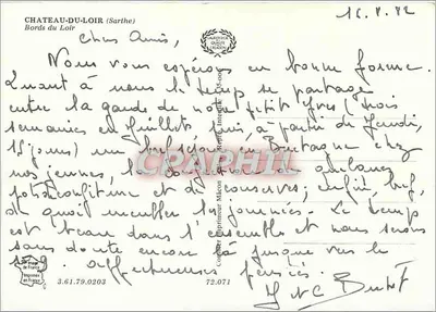 Château-du-Loir — Margens do Loir — Imprimeur Maçon — Verso