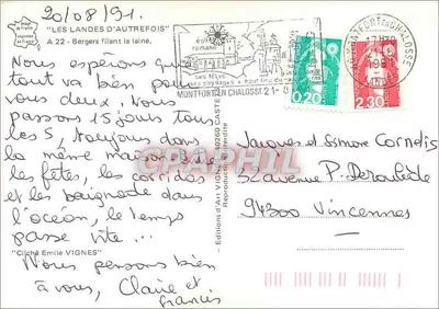 Due pastori che filano la lana — Montfort-en-Chalosse — Éditions d'Art VIGNES — Verso