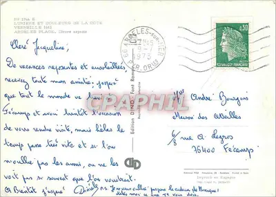 Argelès-Plage — vista panorâmica e cenas de praia — Edição DINDO, n° 1744 — Verso