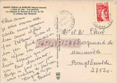 Saint-Yrieix-la-Perche — vista geral, hotel de cidade, catedral, castelo — Éditions Théoujac — Verso