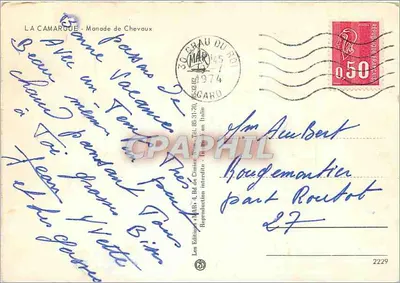 Manada de cavalos — A Camargue — Editor: Les Éditeurs d'Art, n°2229 — Verso