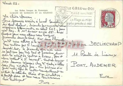 Cabana de Gardian — Camargue — Éditions de Carpentras — Verso