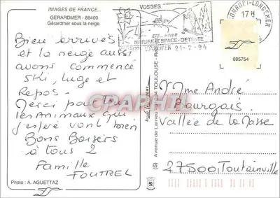 Stacja Gérardmer — zimowa widok z śniegiem — Images de France — Rewers
