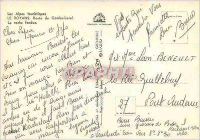 La Roche fendue — Turystyczne Alpy — Wydawnictwo Grenoble SPADEM — Rewers