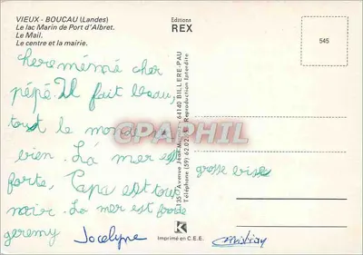 Vieux-Boucau-Port d'Albret — vista aérea e cenas locais — Edições REX, n°545 — Verso