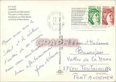 Cannes — La pointe du Palm Beach — Wydawnictwo Sztuki Al.T.A. n° 5127 — Rewers